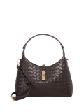 Dune London Dorset woven leather crossbody bag dark brown (British brand)