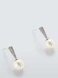 Lido pave cubic zirconia pearl stud earrings, silver (British brand)
