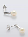 Lido pave cubic zirconia pearl stud earrings, silver (British brand)
