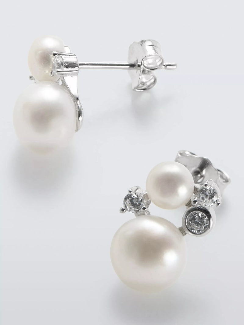 Lido pearl stud earrings with cubic zirconia (British brand)