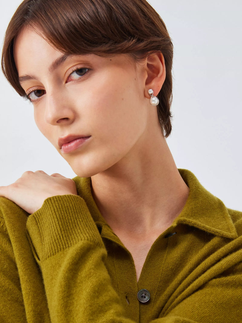 Lido figure eight pearl stud earrings 2cm - British product