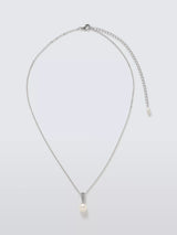 John Lewis Lido Pave Cubic Zirconia Pearl Pendant Silver- Buy online at McGrocer
