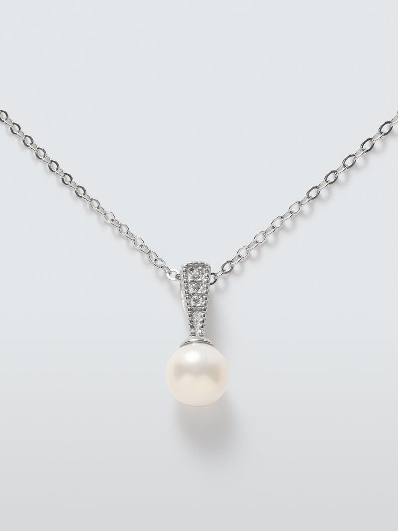 Lido sterling silver pearl pendant with cubic zirconia (British brand)
