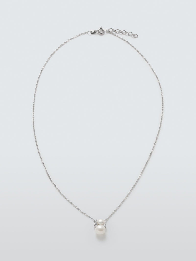Lido cubic zirconia double pearl pendant 40cm chain, UK version