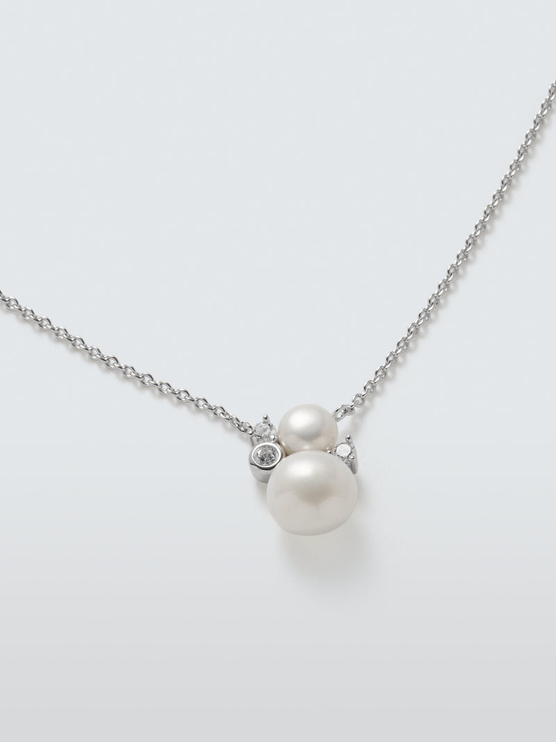 Lido cubic zirconia double pearl pendant 40cm chain, UK version