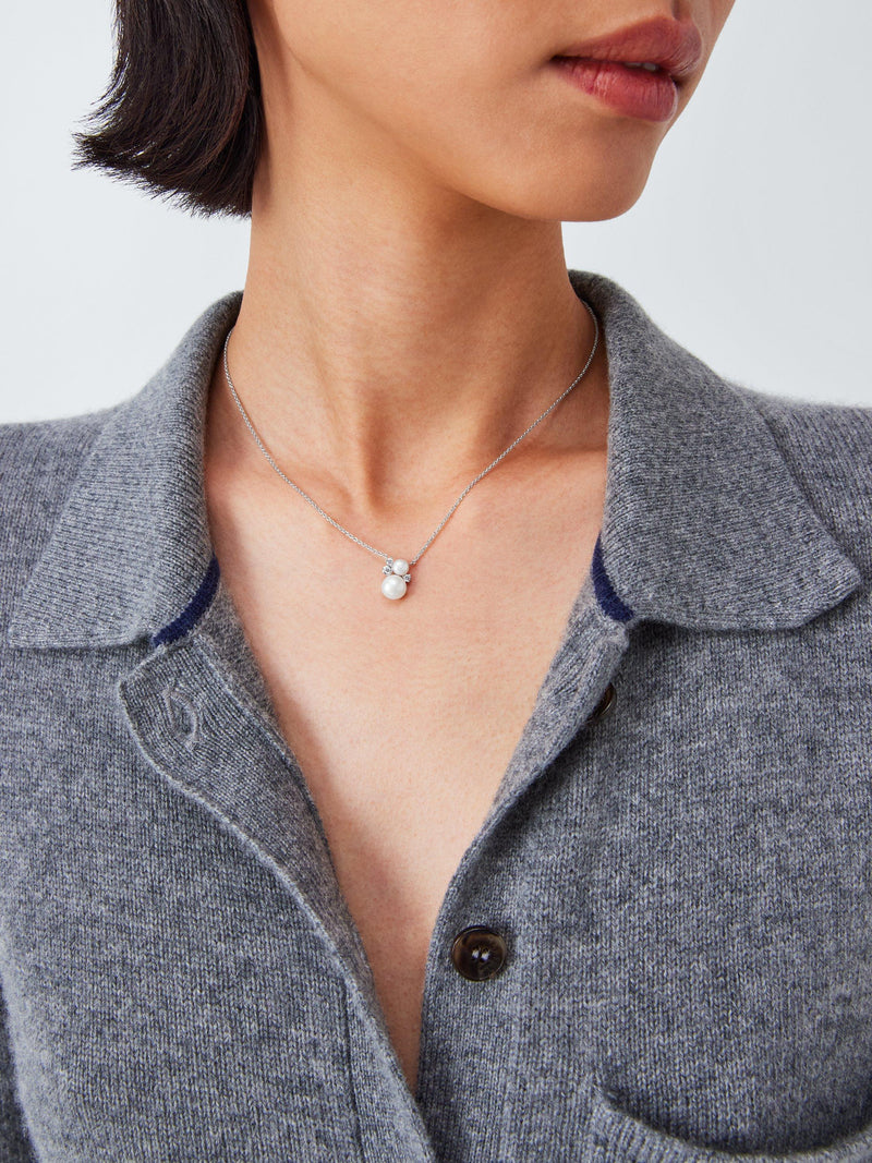 Lido cubic zirconia double pearl pendant 40cm chain, UK version