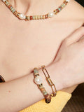 By Alona Lottie gold plated bangle with jasper beads and pearl, UK version