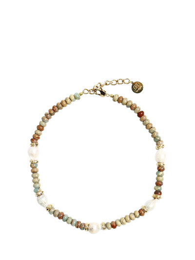John Lewis By Alona Lottie Jasper Necklace, Aqua Beads/Pearl- Buy online at McGrocer