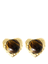 John Lewis By Alona Eva Tiger's Eye Clip Earrings, Gold- Buy online at McGrocer
