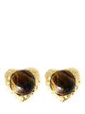 By Alona tiger's eye heart clip earrings gold plated - British product