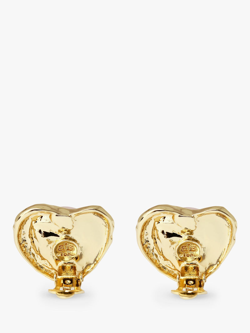 By Alona tiger's eye heart clip earrings gold plated - British product