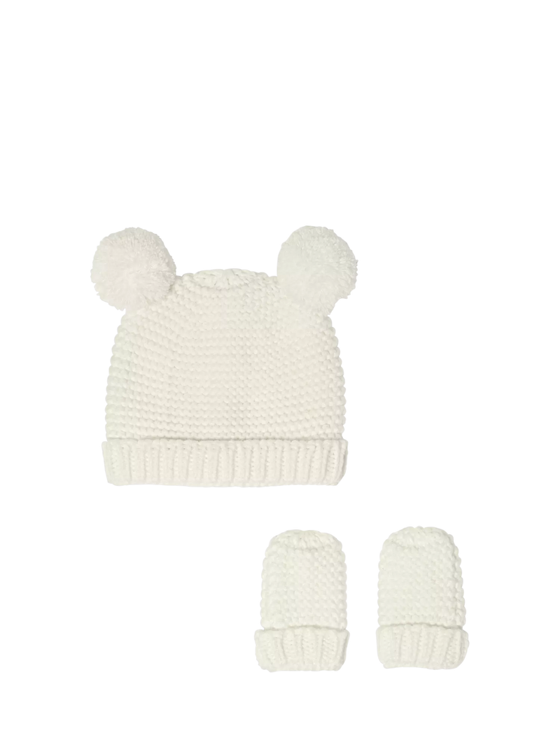 Katie Loxton baby hat and mittens set white, imported from the UK