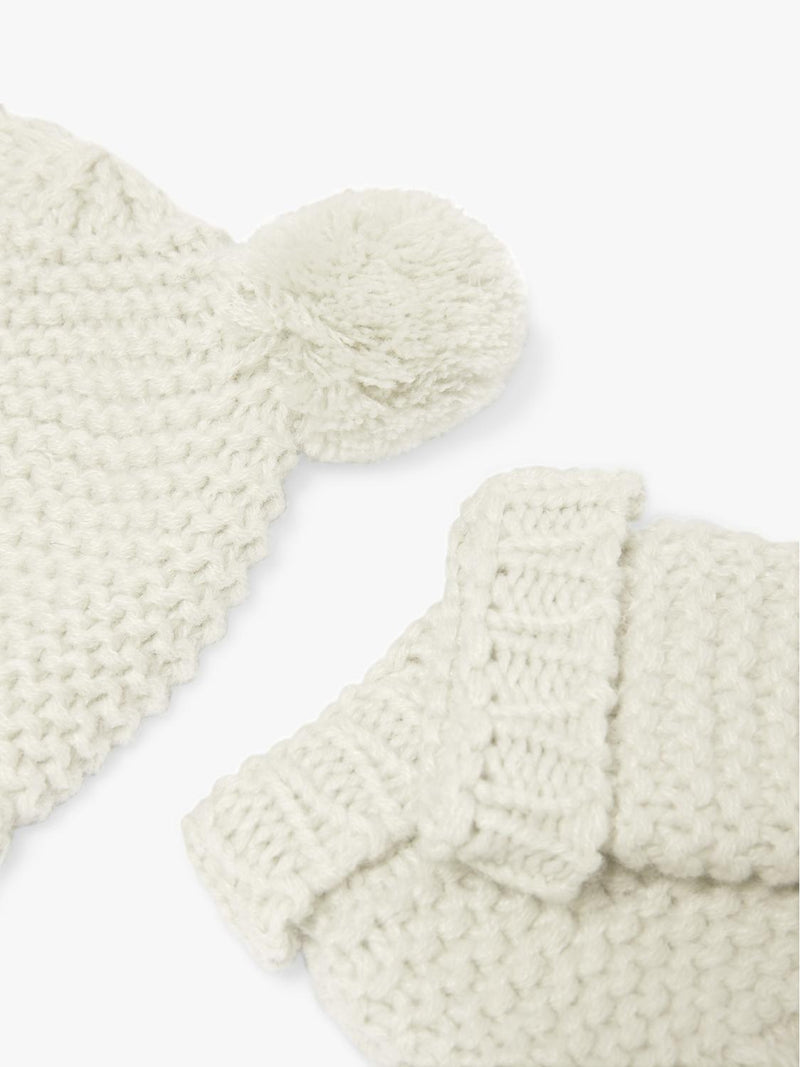 Katie Loxton baby hat and mittens set white, imported from the UK
