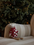 Avery Row knitted reindeer doll with checkerboard jumper and scarf (British brand)