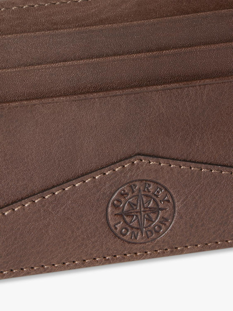 OSPREY LONDON compass leather card holder tan - British product