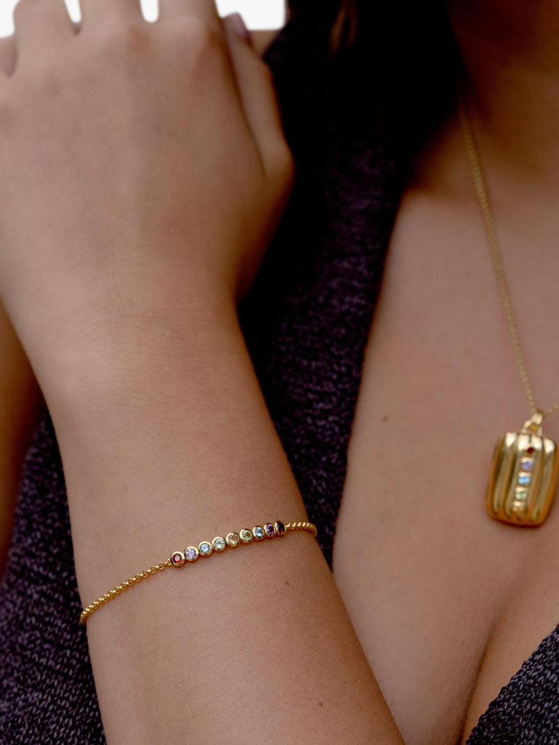 Dower & Hall multi stone gold vermeil chain bracelet (British brand)