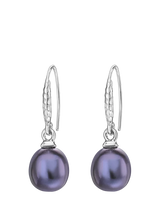 John Lewis Dower & Hall Oval Peacock Luna Pearl Drop Earrings, Silver/Purple, 8mm- Buy online at McGrocer