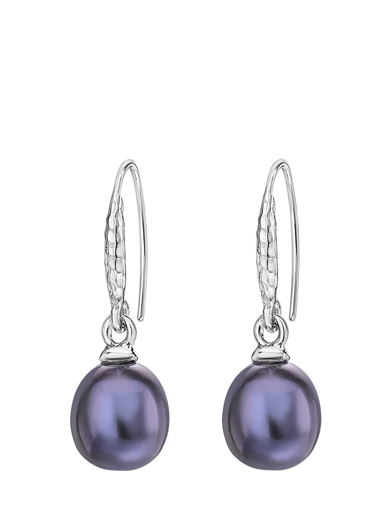 Dower & Hall oval peacock pearl drop earrings 8mm (British brand)