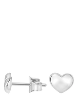 John Lewis Dower & Hall Mini Puff Heart Stud Earrings Sterling Silver 0.8cm- Buy online at McGrocer