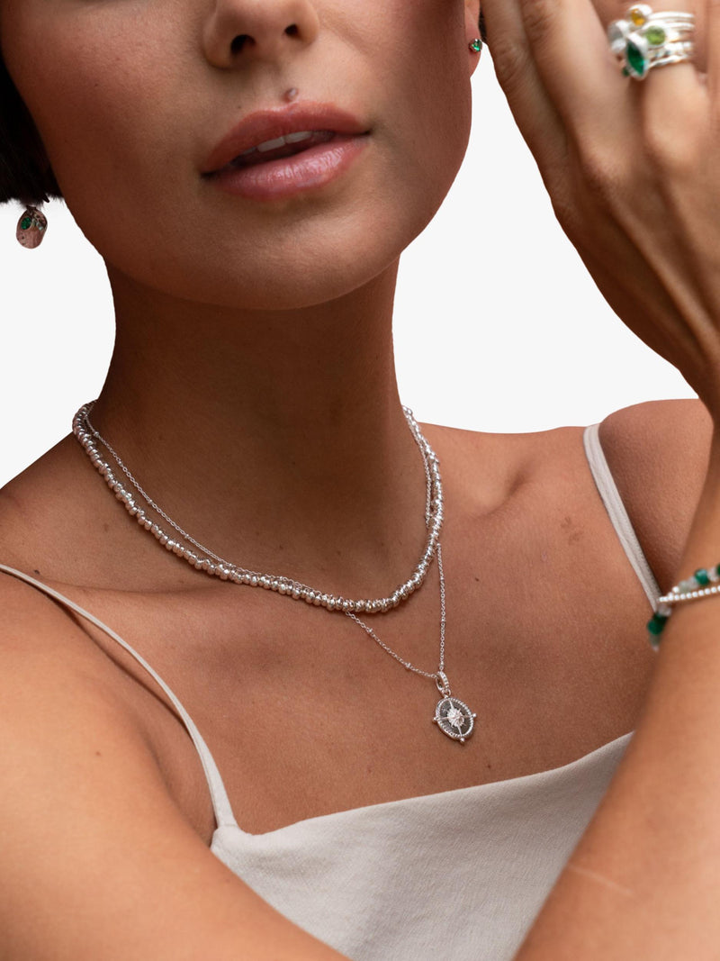 Dower & Hall sterling silver compass charm necklace (British brand)