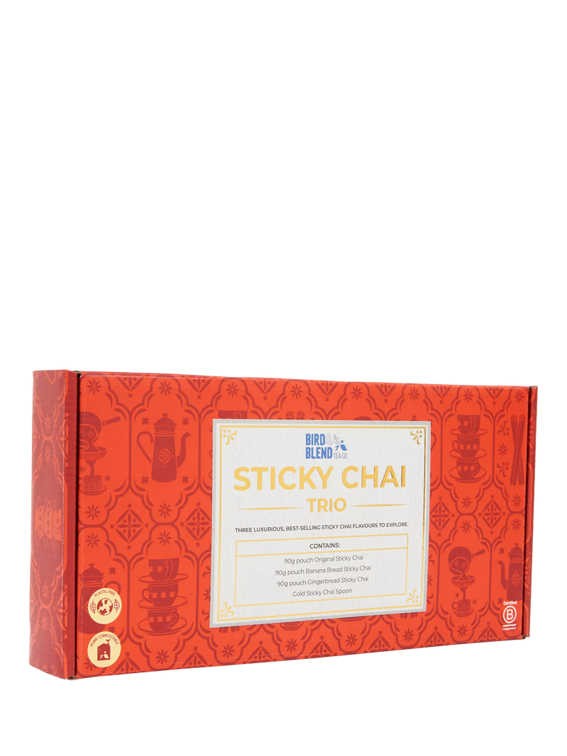 Bird & Blend Sticky Chai Trio 3x90g, imported from the UK