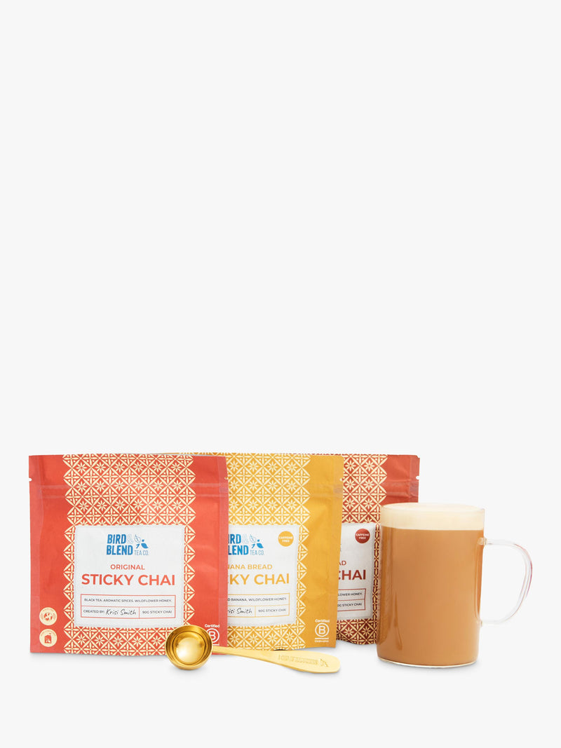 Bird & Blend Sticky Chai Trio 3x90g, imported from the UK