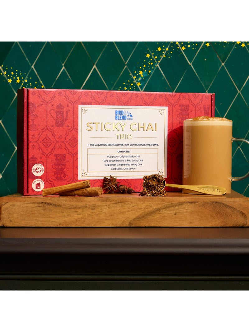 Bird & Blend Sticky Chai Trio 3x90g, imported from the UK