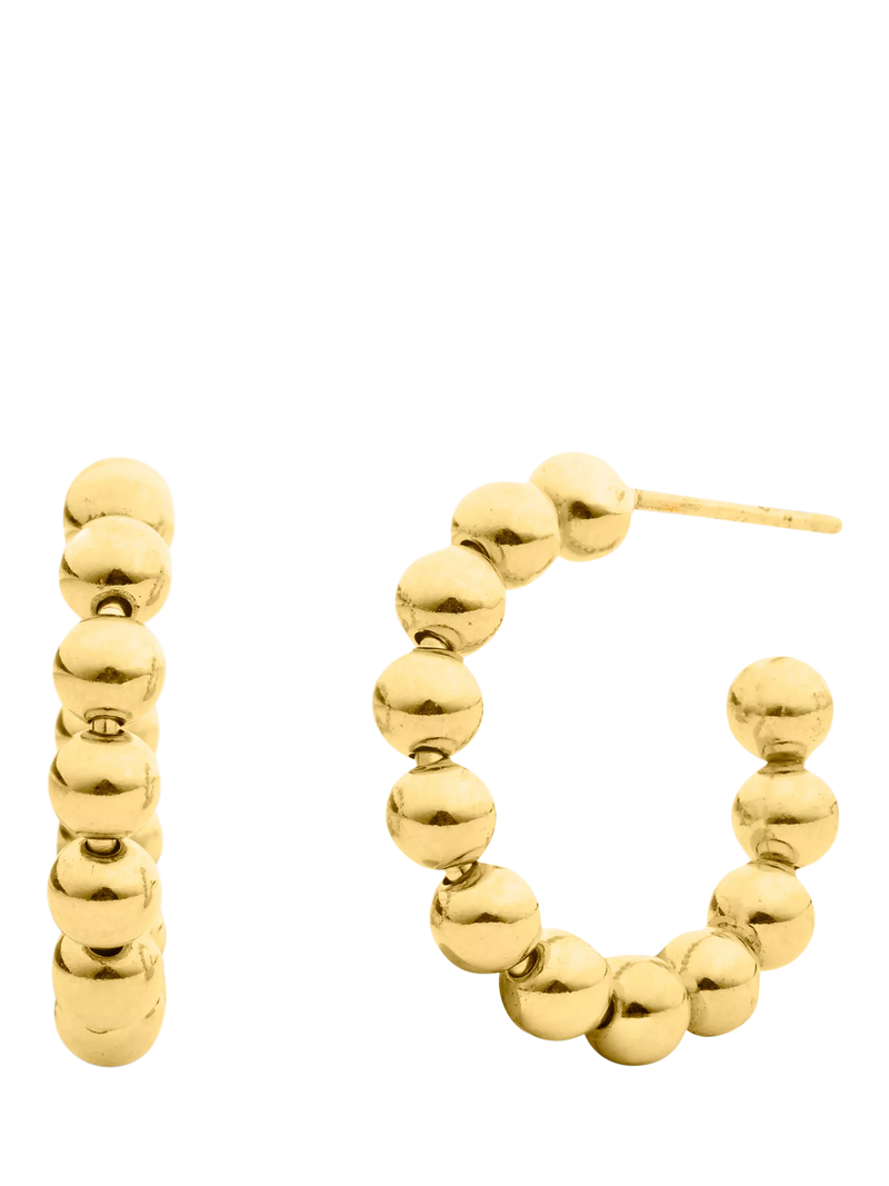 LARNAUTI beaded hoop earrings yellow gold 2cm, imported from the UK