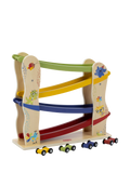 Tiny Love wooden race car ramp with 4 cars (British brand)