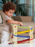 Tiny Love wooden race car ramp with 4 cars (British brand)