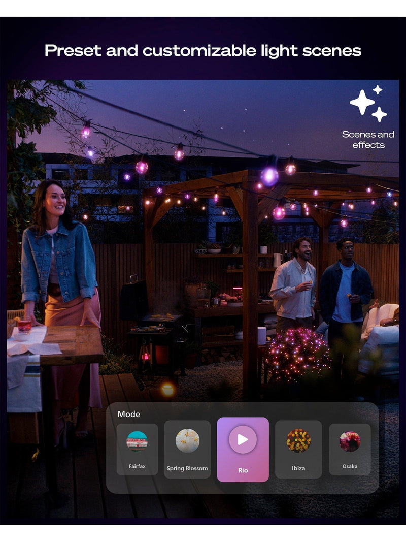 Philips Hue Festavia outdoor globe string lights 21m - British product