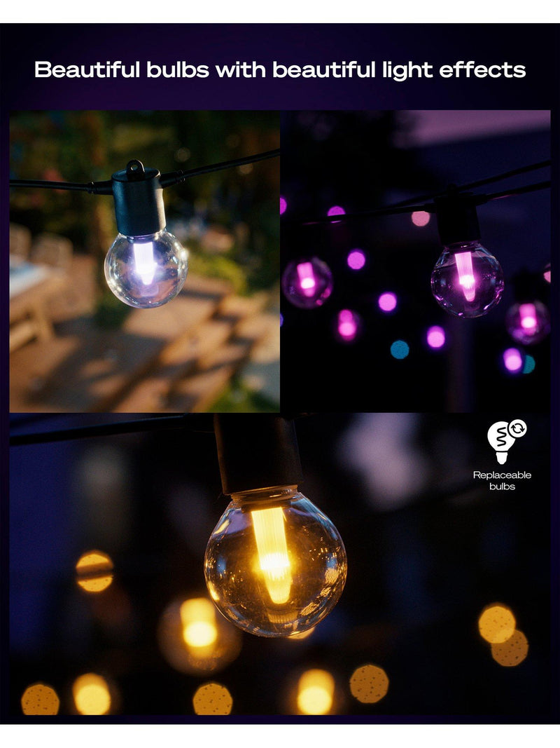 Philips Hue Festavia outdoor globe string lights 21m - British product