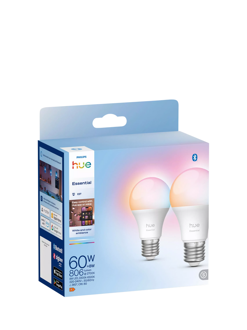 Philips Hue White & Colour Ambiance smart bulb pack of 2, UK version