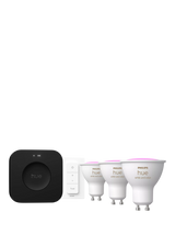 John Lewis Philips Hue White & Colour Ambiance LED Starter Kit Pro with 3 GU10 Bulbs, Dimmer Switch & Bridge- Buy online at McGrocer