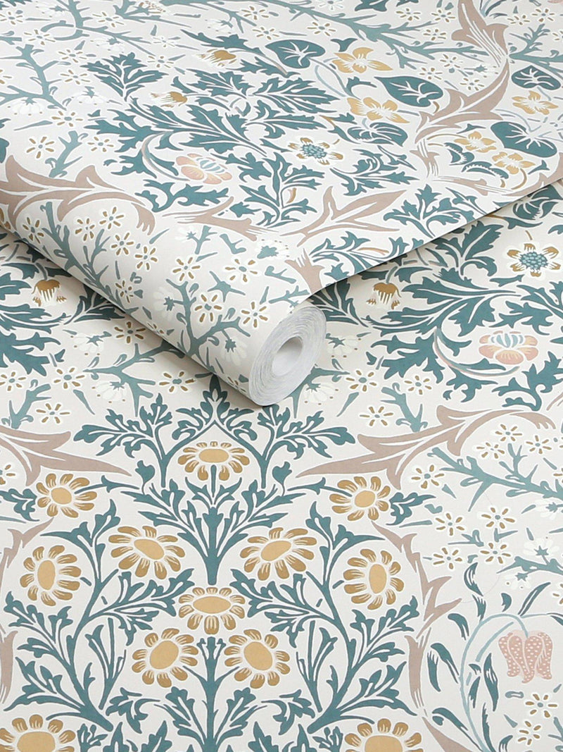 William Morris At Home Blackthorn wallpaper floral pattern, UK version