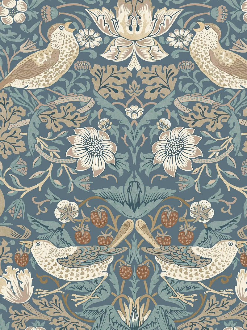 William Morris At Home Strawberry Thief wallpaper Washed Blue, UK version