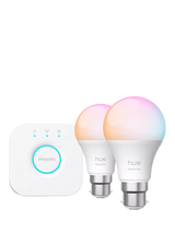 John Lewis Philips Hue White and Colour Ambiance Essential Starter Kit Smart Lighting with 2 B22 Bulbs and Bridge- Buy online at McGrocer