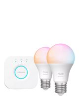 John Lewis Philips Hue White & Colour Ambiance Essential Starter Kit with 2 Smart E27 Bulbs & Bridge- Buy online at McGrocer