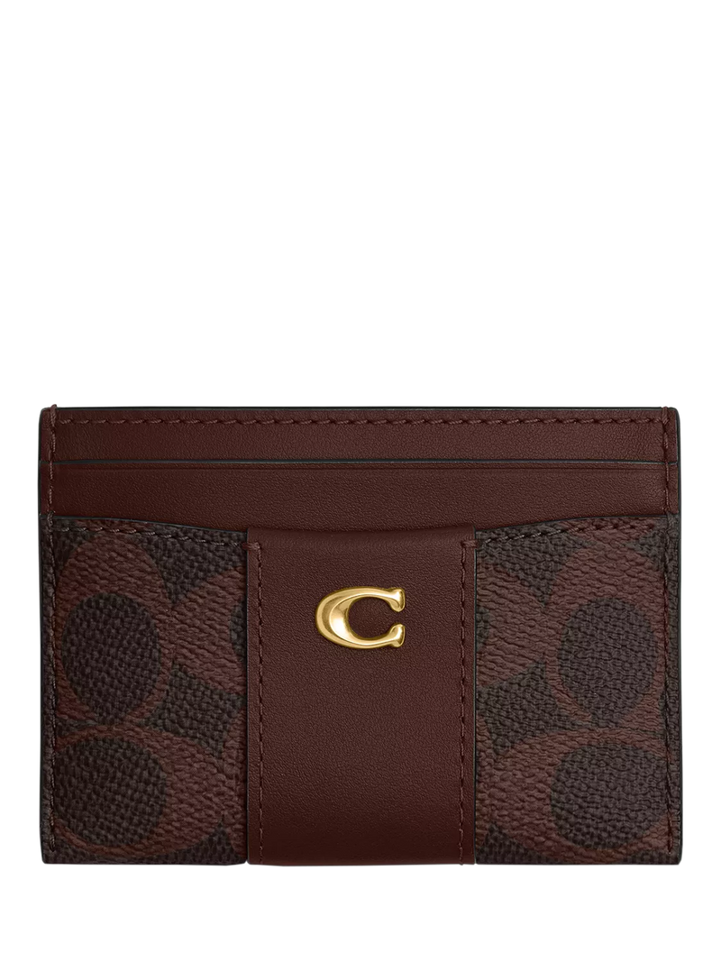 Coach Signature leather and canvas card case Maple - British product
