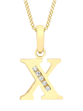 IBB 9ct Gold Cubic Zirconia Initial Pendant Necklace, X