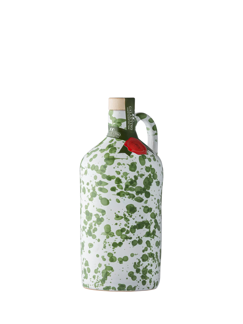 Galantino extra virgin olive oil green splatter ceramic jug 500ml (British brand)