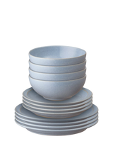 John Lewis Denby Sky Blue Stoneware Dinnerware Set, 12 Piece- Buy online at McGrocer