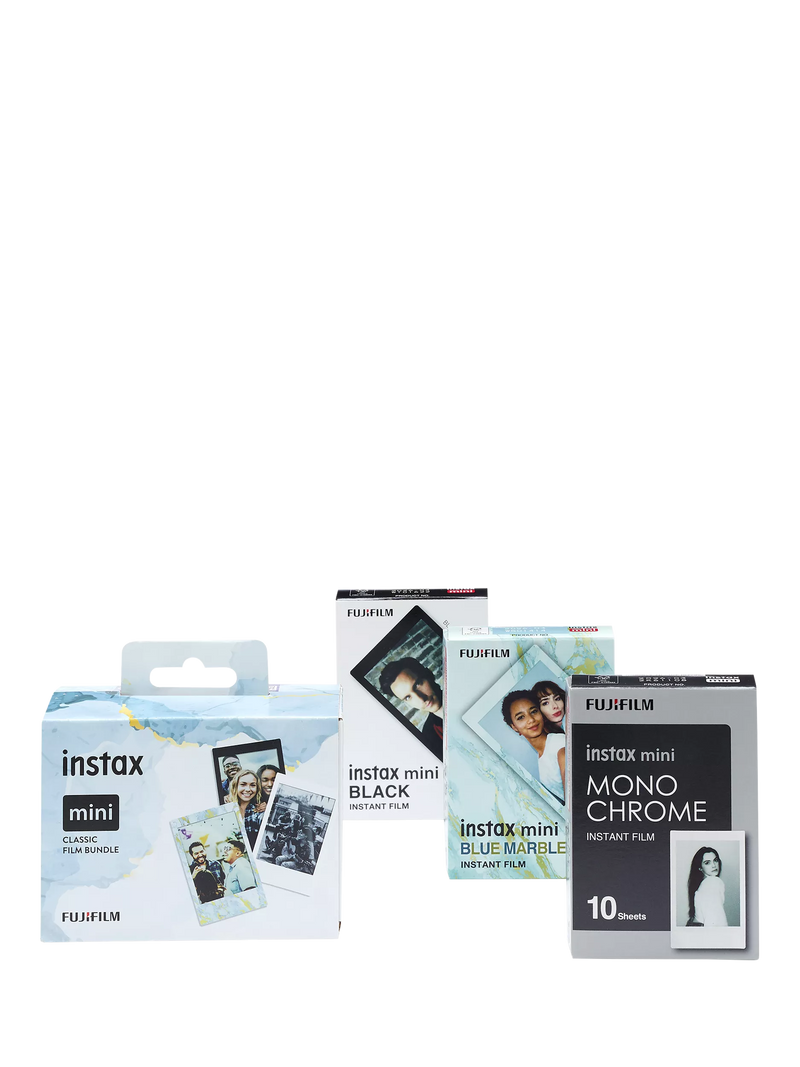 instax Mini Film bundle black frame blue marble monochrome (British brand)