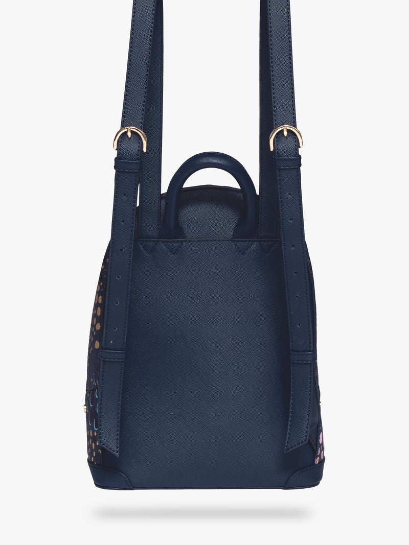Sara Miller faux saffiano leather mini backpack Midnight Leopard, UK version