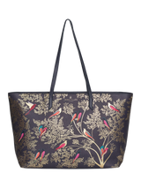 John Lewis Sara Miller Large Faux Saffiano Leather Tote Bag Smokey Blue Birds- Buy online at McGrocer