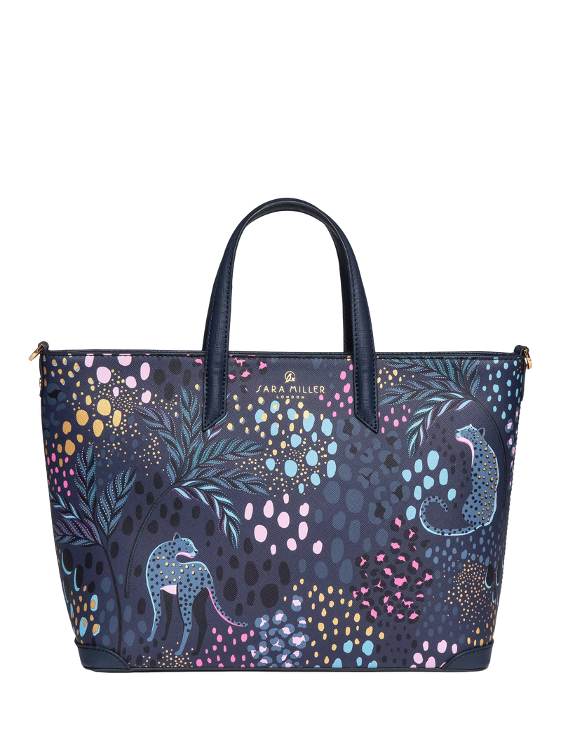 Sara Miller medium tote bag in Midnight Leopard faux leather, UK version