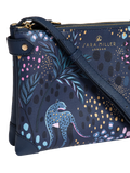 Sara Miller faux saffiano leather crossbody bag Midnight Leopard, imported from the UK