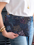 Sara Miller faux saffiano leather crossbody bag Midnight Leopard, imported from the UK