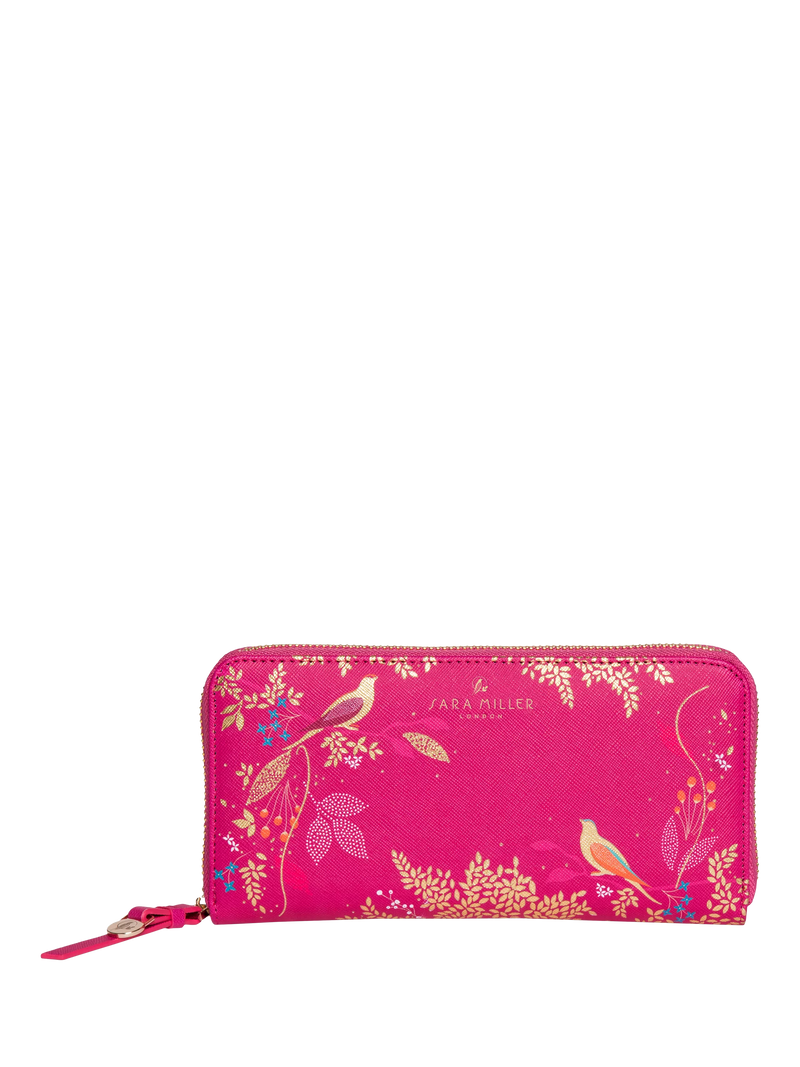 Sara Miller Chelsea large zip around faux saffiano leather purse pink, UK version