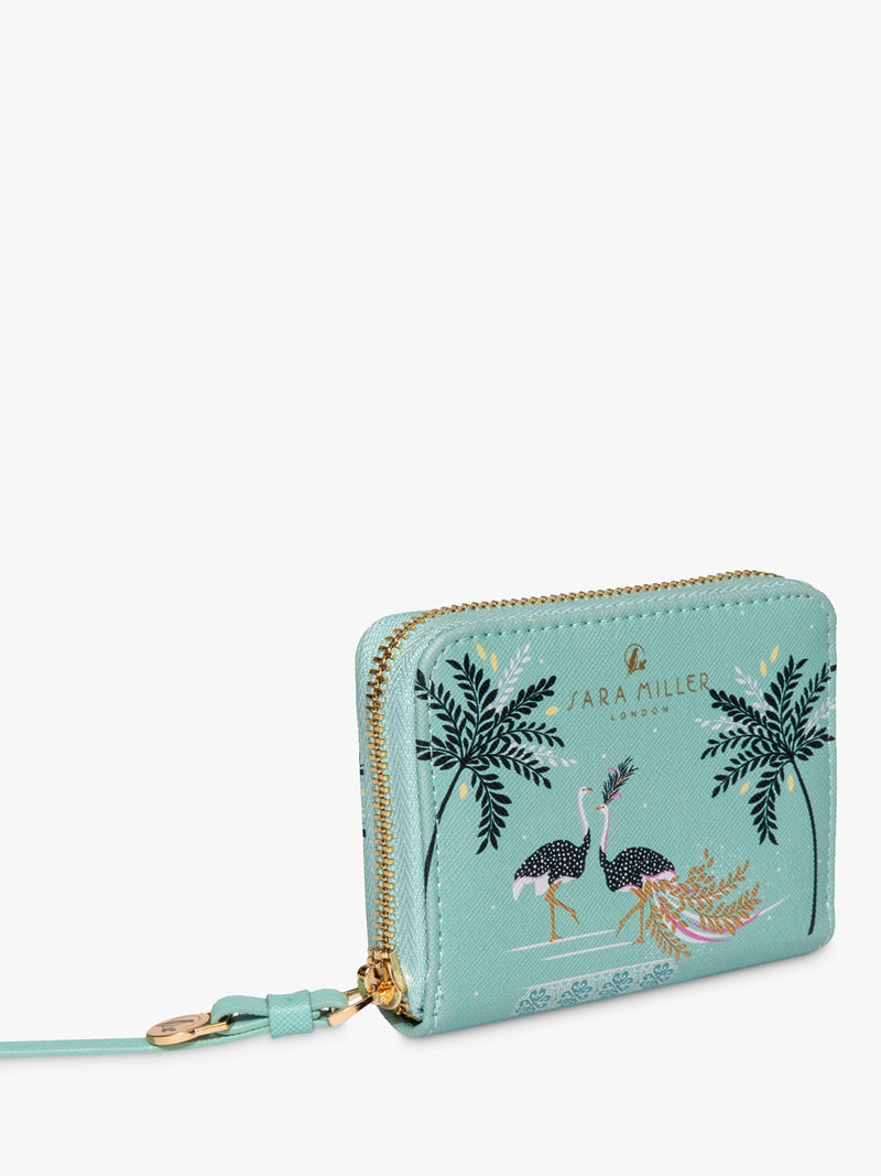 Sara Miller zip purse in Ostrich Mint small (British brand)